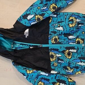 The North Face Kids Hooded Jacket - Teal Black Yellow Camp Jacket - Size 3T